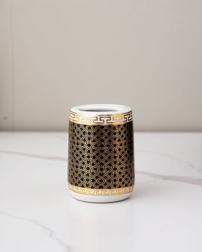 Black & Gold Geometric 4-Piece Bath Set