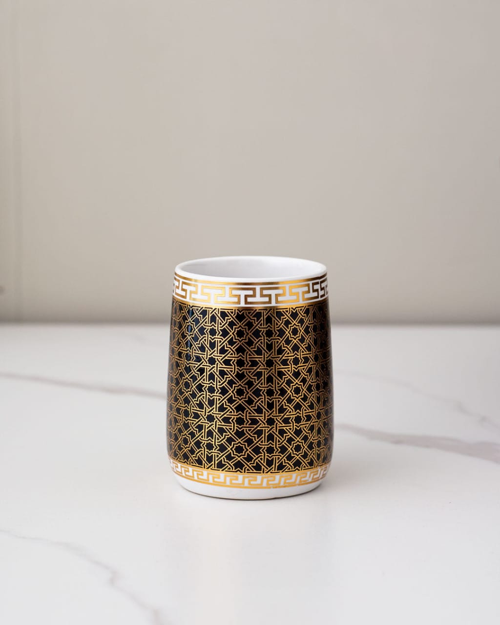 Black & Gold Geometric 4-Piece Bath Set