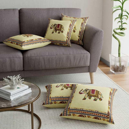 Traditionally Tuskan Cushion Cover (Cream) - Set Of Five