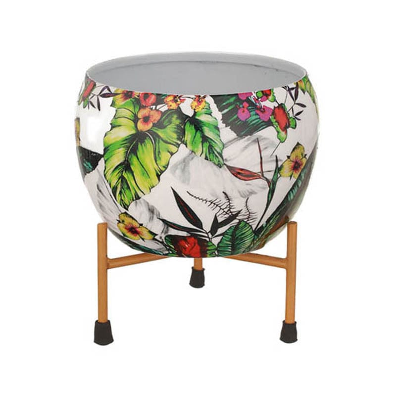 Tropical Tweet Handcrafted Planter With Stand - Four Piece Set