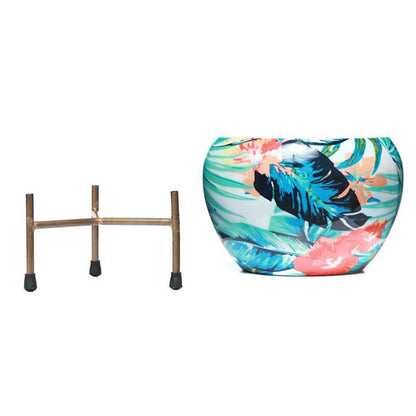Tropical Tweet Handcrafted Planter With Stand - Four Piece Set