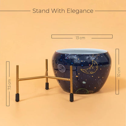 Kyari Midnight Orbit Metal Planter With Stand