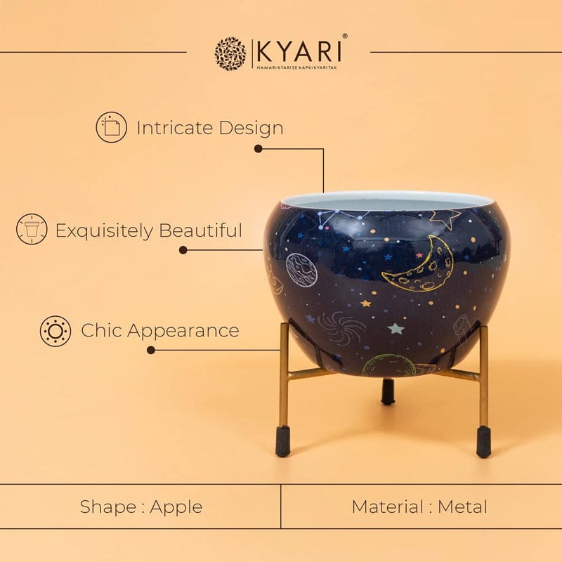 Kyari Midnight Orbit Metal Planter With Stand