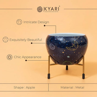 Kyari Midnight Orbit Metal Planter With Stand
