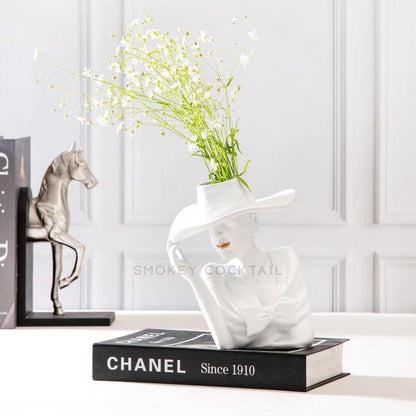 lady hat handmade vase