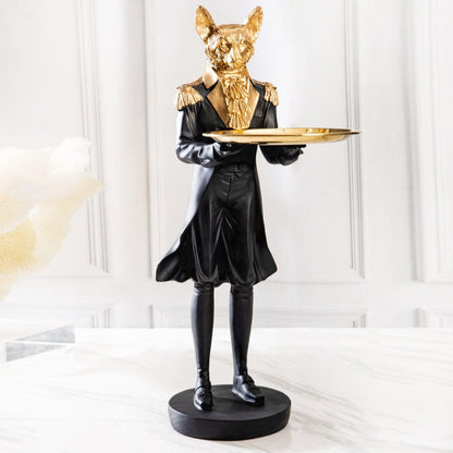 black gold wolf decor with tray