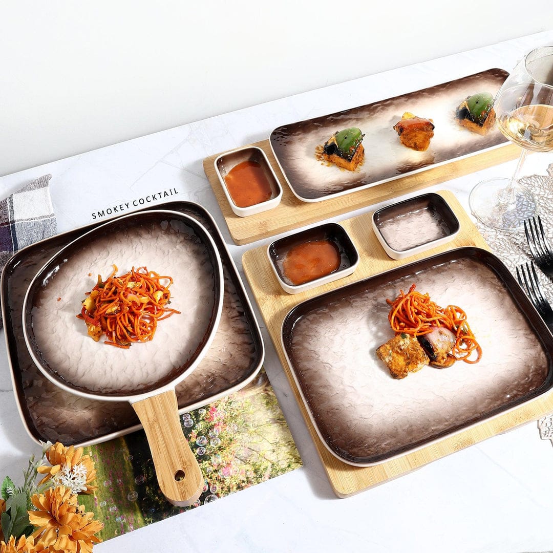 ombre serving platters - brown