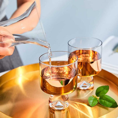 Rose Gold Glass Decanter for Water | 2 Glasses (300 ml) & Decanter (1 Litre) | Juice Decanter | Glass Decanter Set with Glasses | Decanter with Ball Lid | Decanter Glass Set