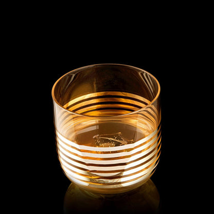 premium gold stripe whiskey set of 3