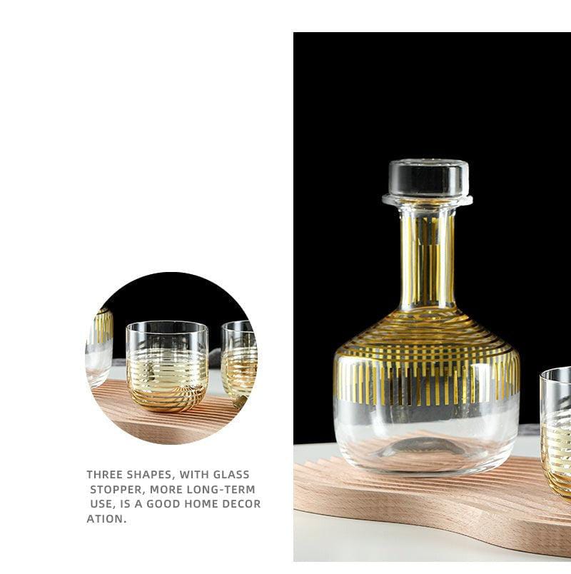 premium gold stripe whiskey set of 3
