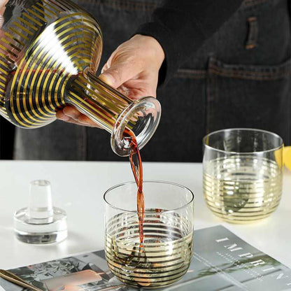 premium gold stripe whiskey set of 3