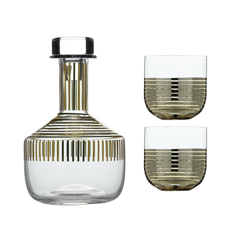 premium gold stripe whiskey set of 3