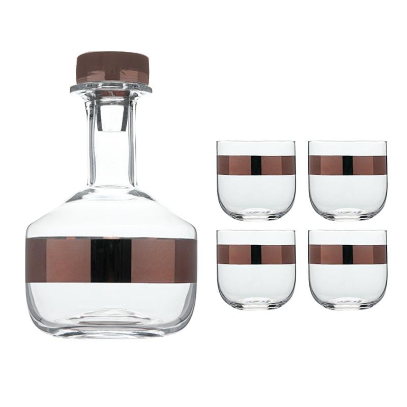 premium gold stripe whiskey set of 3