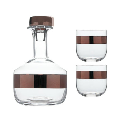 premium gold stripe whiskey set of 3