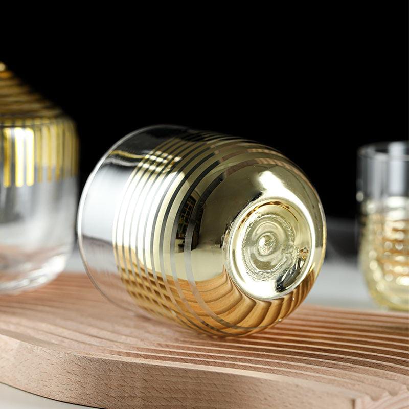 premium gold stripe whiskey set of 3