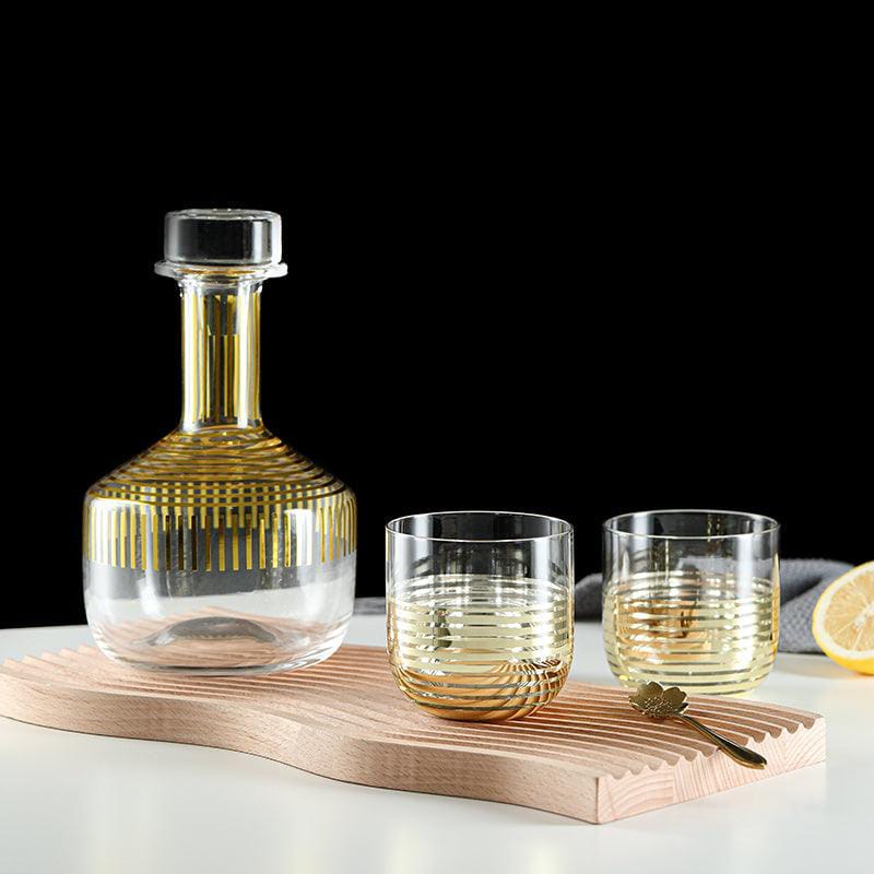 premium gold stripe whiskey set of 3