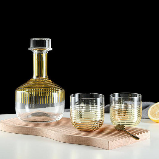 premium gold stripe whiskey set of 3