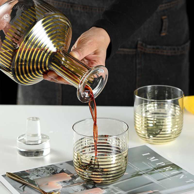 premium gold stripe whiskey set of 3