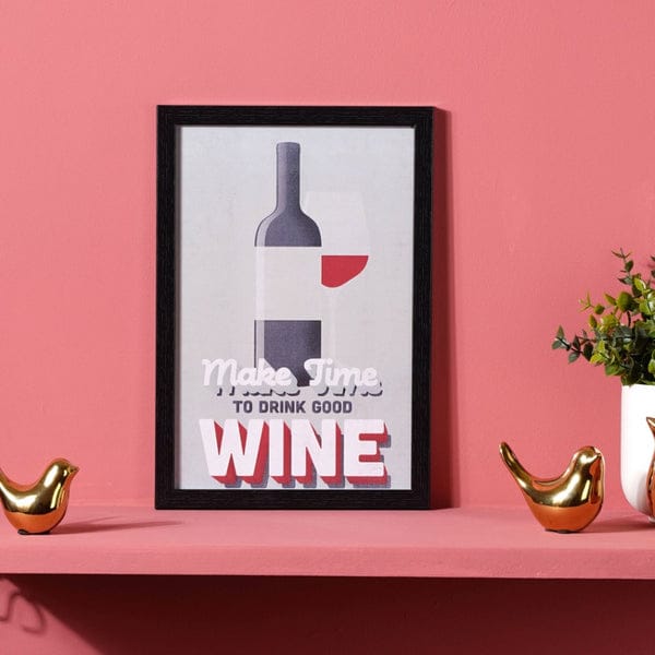 Time For Wine Framed Poster 13x9 Inch