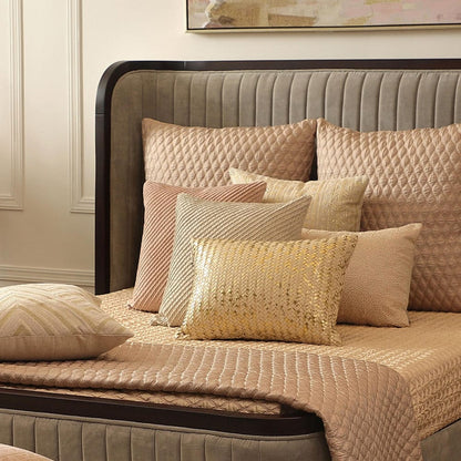 Calais Beige & Off White Reversible Faux Silk Bedspread