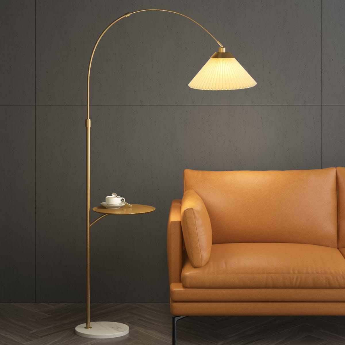 The Bay Area Arc Shaped Floor Lamp and Accent Table