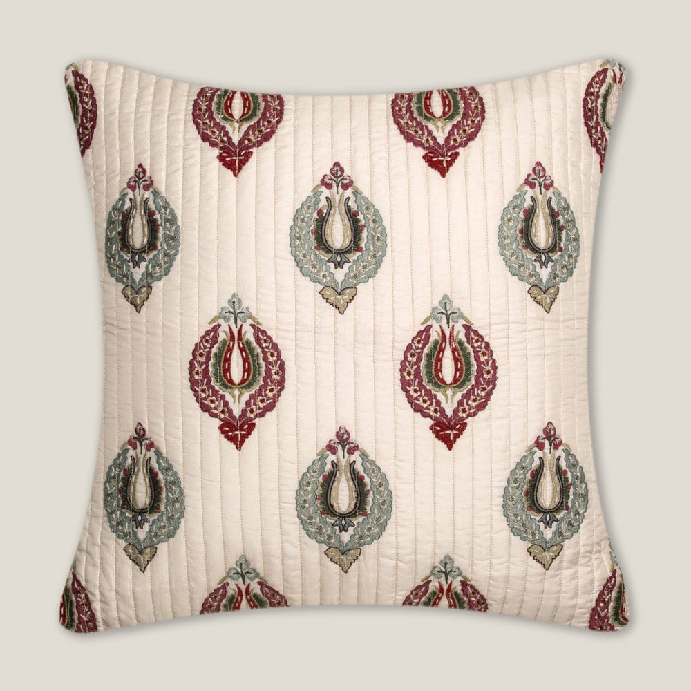 Abeeha Off White Emb. Faux Silk Euro Cover