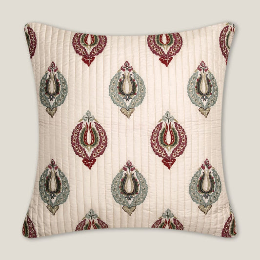 Abeeha Off White Emb. Faux Silk Euro Cover